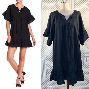 Lucky Brand Lace Up Ruffle Drop Waist Dress